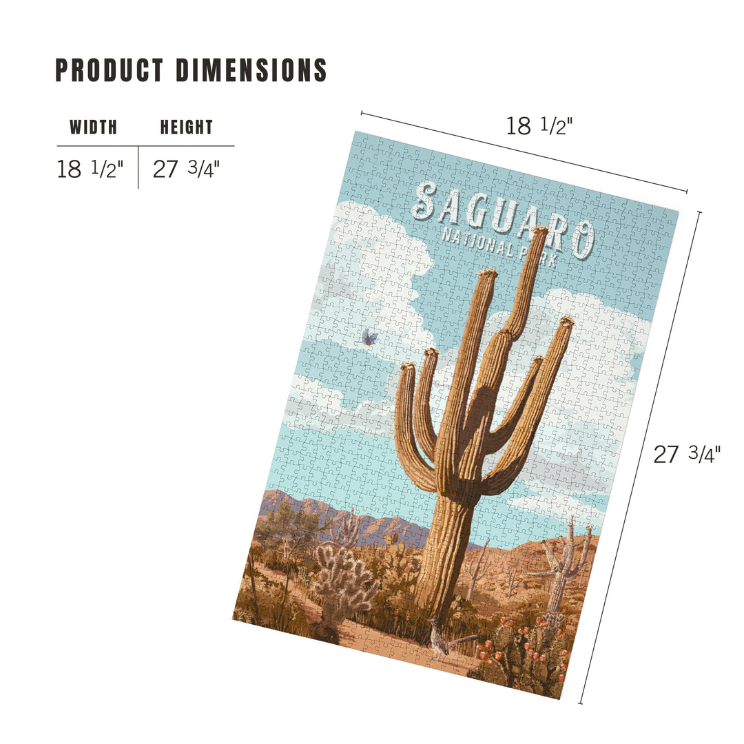 Saguaro National Park, Arizona, Painterly National Park Series, Jigsaw Puzzle Puzzle Lantern Press 