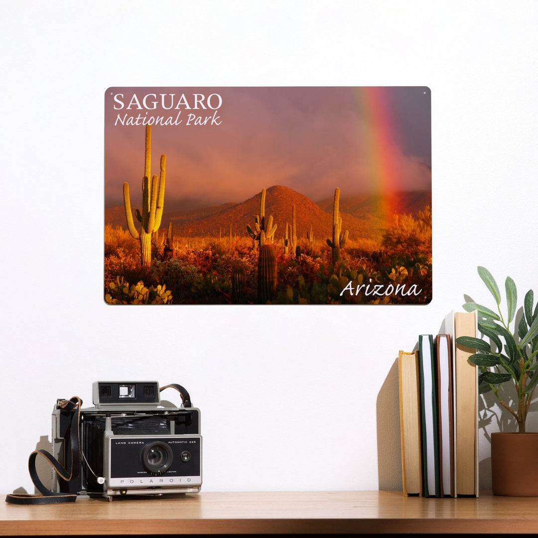 Saguaro National Park, Arizona, Rainbow, Metal Signs Metal Lantern Press 