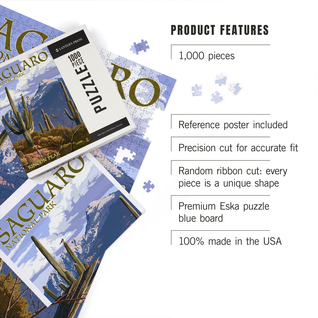 Saguaro National Park, Arizona, Rincon Peak, Jigsaw Puzzle Puzzle Lantern Press 