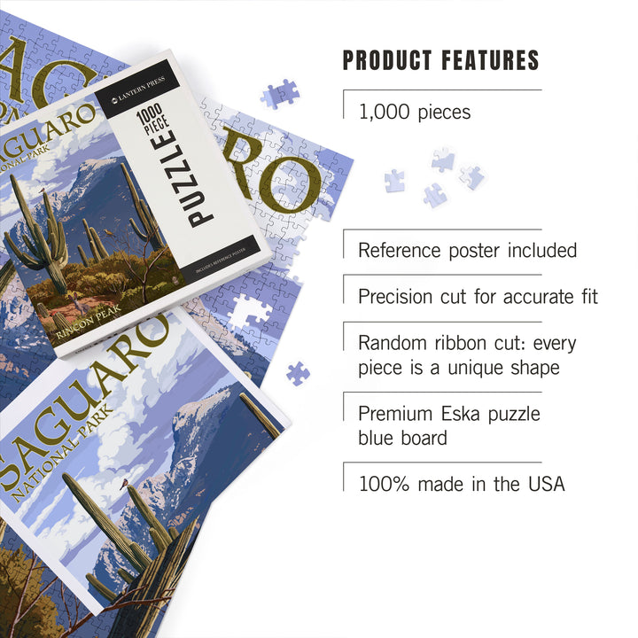 Saguaro National Park, Arizona, Rincon Peak, Jigsaw Puzzle Puzzle Lantern Press 