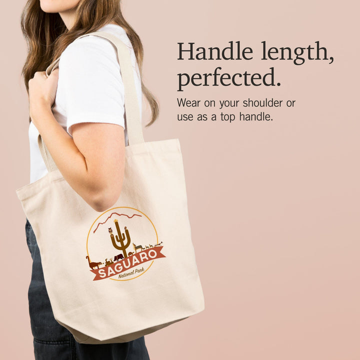 Saguaro National Park, Arizona, Simplified Geometric,, Tote Bag Totes Lantern Press 