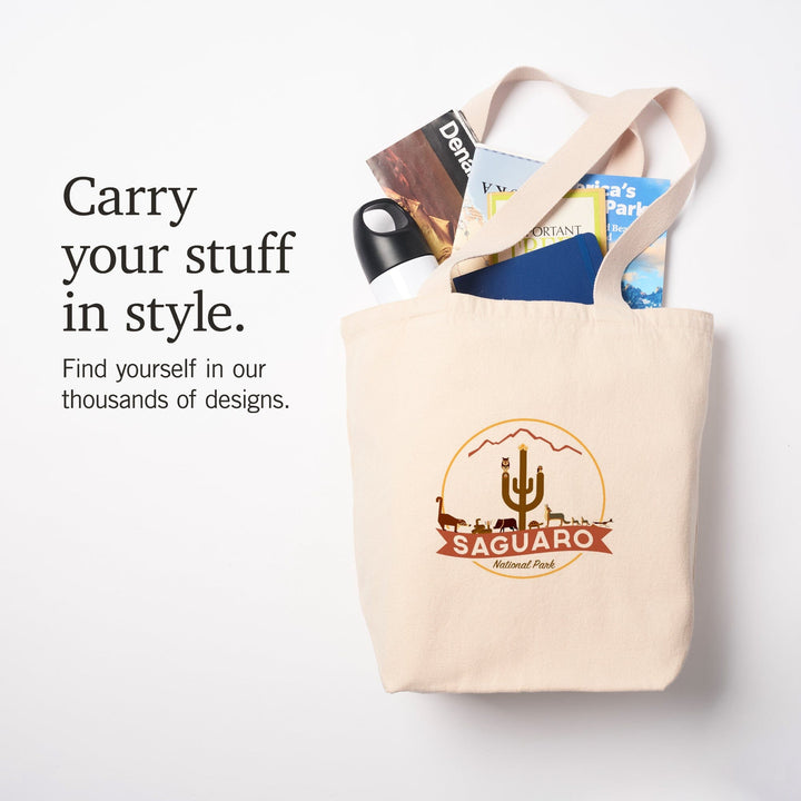 Saguaro National Park, Arizona, Simplified Geometric,, Tote Bag Totes Lantern Press 