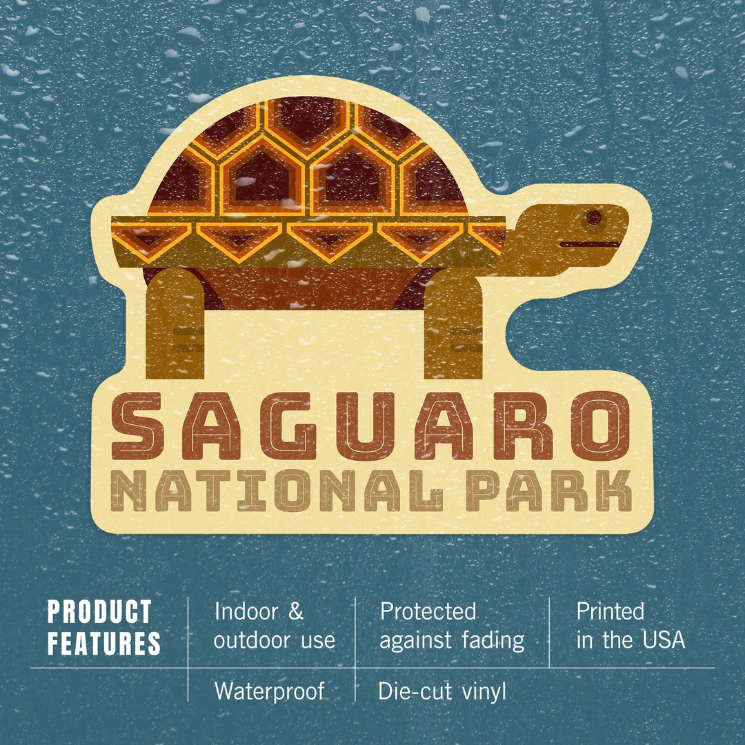 Saguaro National Park, Arizona, Tortoise, Geometric, Contour, Lantern Press Artwork, Vinyl Sticker Sticker Lantern Press 