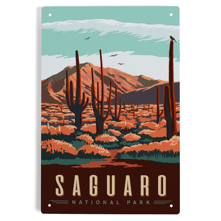 Saguaro National Park, Desert Scene with Cactus, Metal Signs Metal Lantern Press 