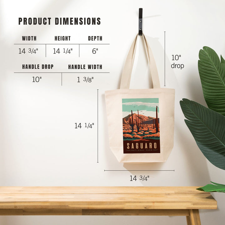 Saguaro National Park, Desert Scene with Cactus, Tote Bag Totes Lantern Press 