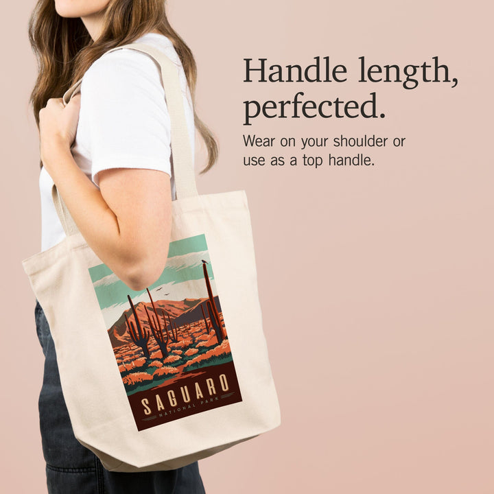 Saguaro National Park, Desert Scene with Cactus, Tote Bag Totes Lantern Press 
