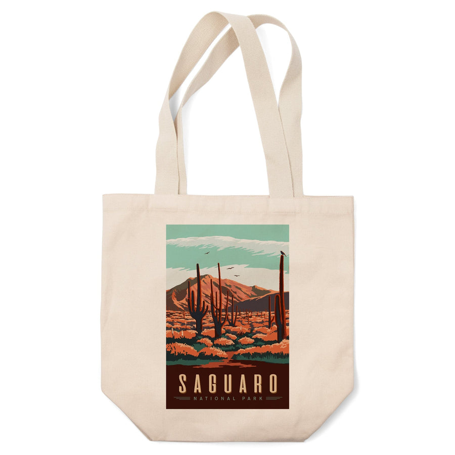 Saguaro National Park, Desert Scene with Cactus, Tote Bag Totes Lantern Press 