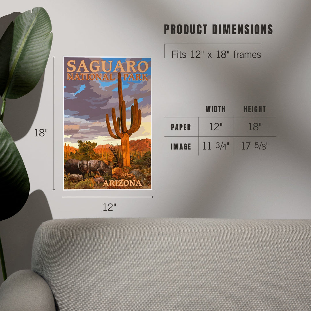 Saguaro National Park, Javelina, Art & Giclee Prints Art Lantern Press 