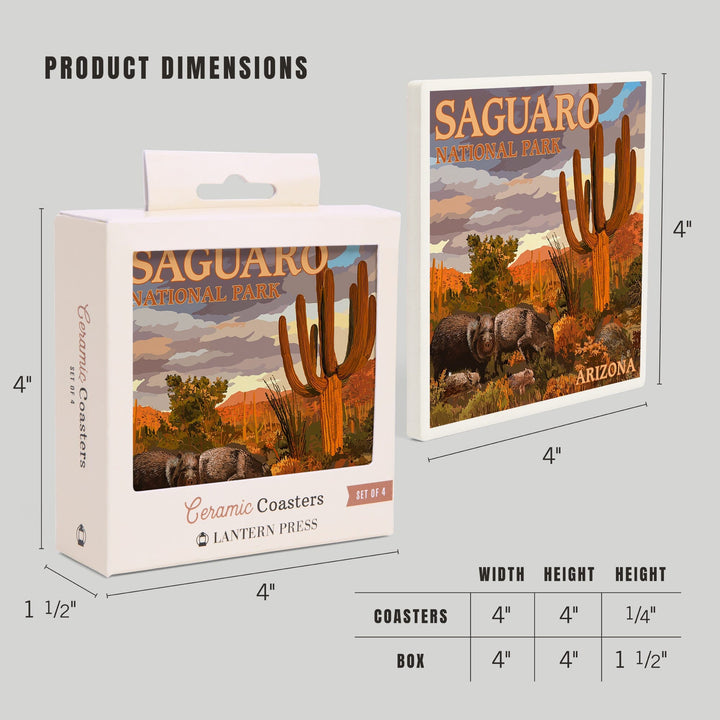 Saguaro National Park, Javelina, Coasters Coasters Lantern Press 