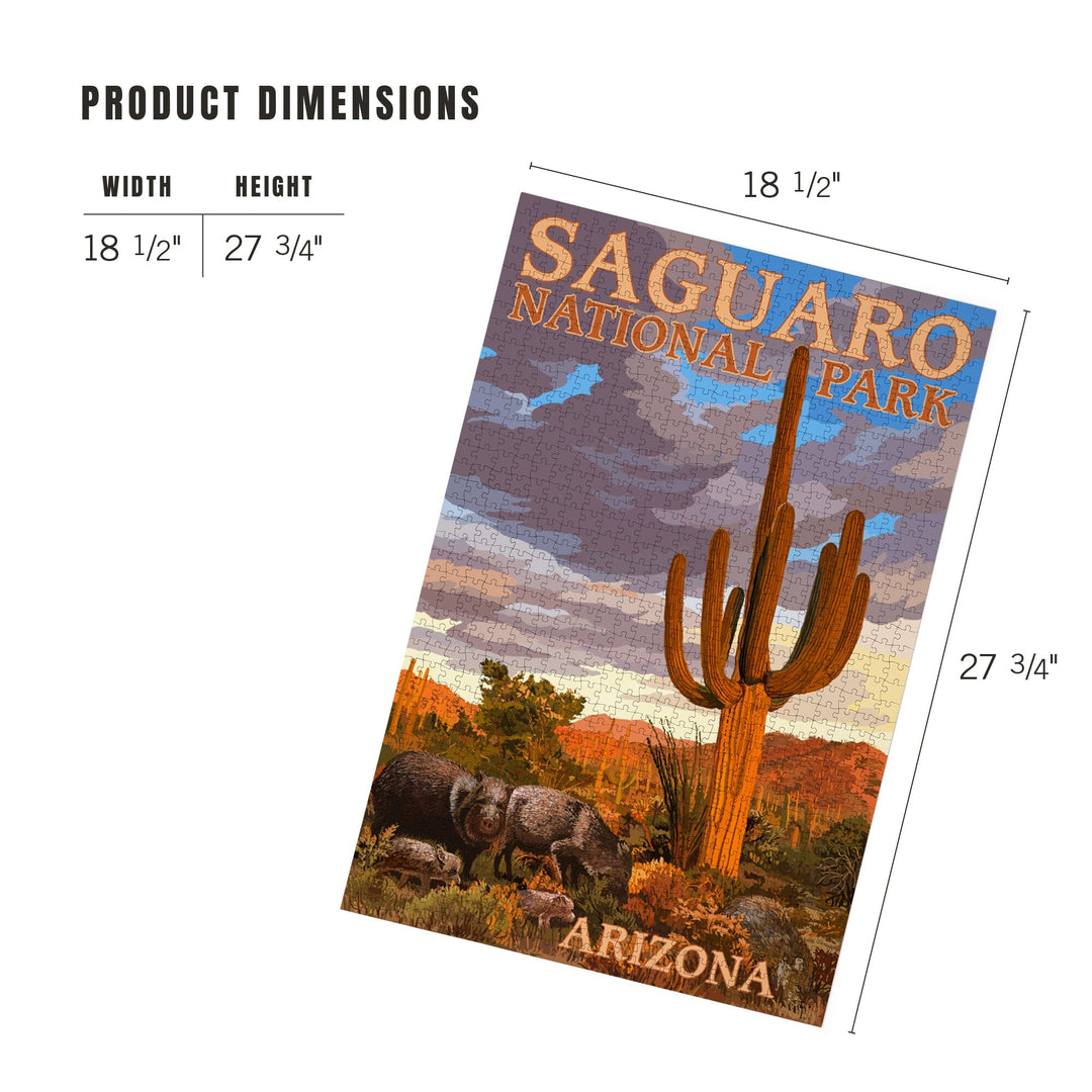 Saguaro National Park, Javelina, Jigsaw Puzzle Puzzle Lantern Press 