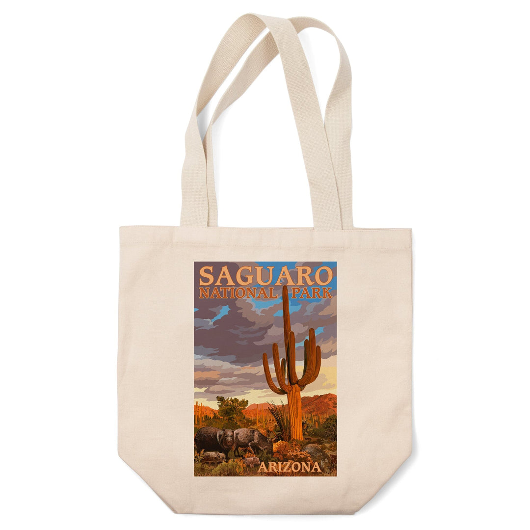 Saguaro National Park, Javelina, Lantern Press Artwork, Tote Bag Totes Lantern Press 