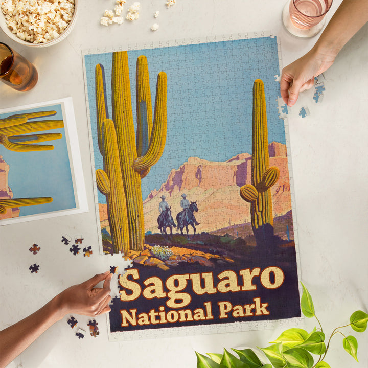 Saguaro National Park Vintage Poster, Jigsaw Puzzle Puzzle Lantern Press 