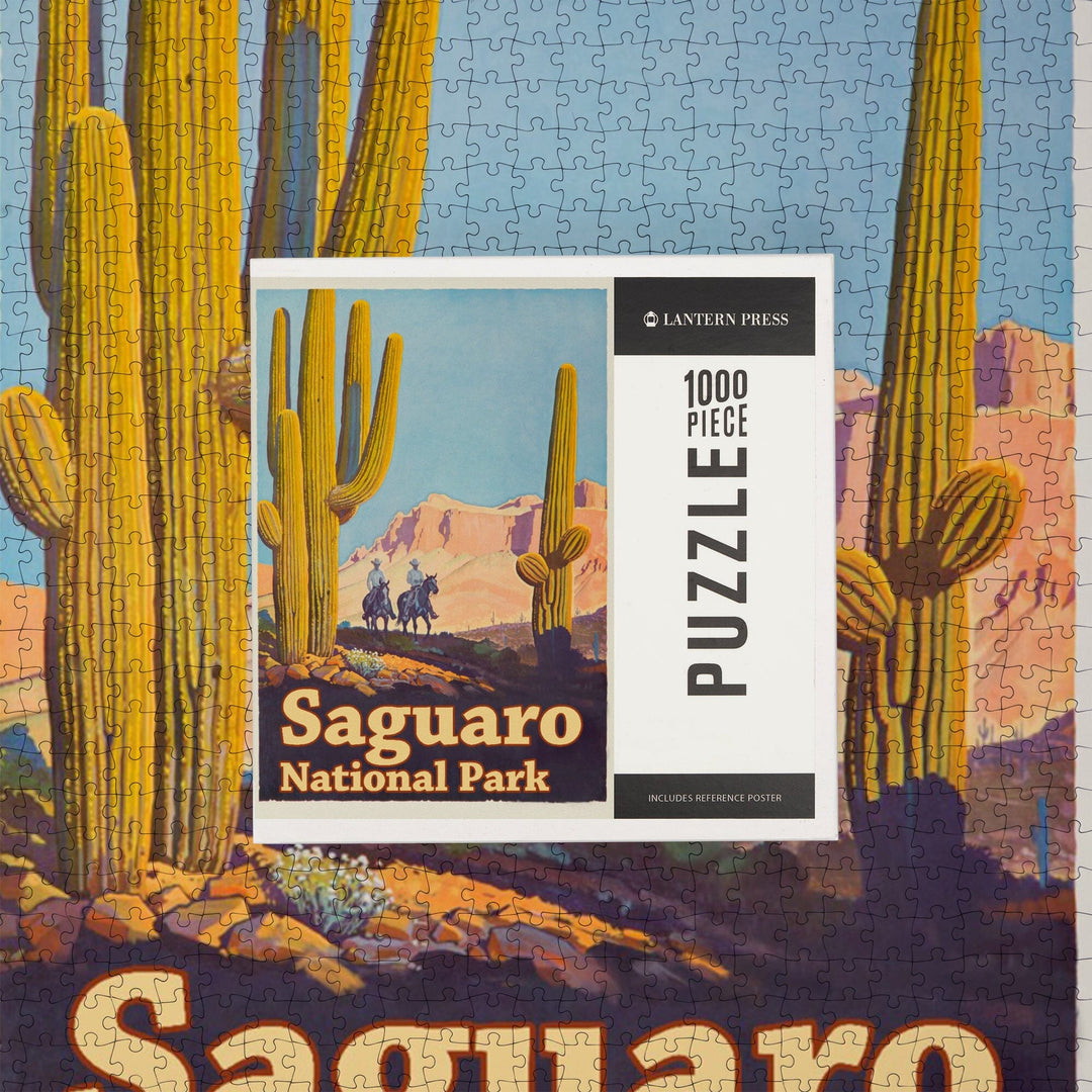 Saguaro National Park Vintage Poster, Jigsaw Puzzle Puzzle Lantern Press 