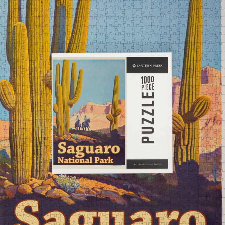 Saguaro National Park Vintage Poster, Jigsaw Puzzle Puzzle Lantern Press 