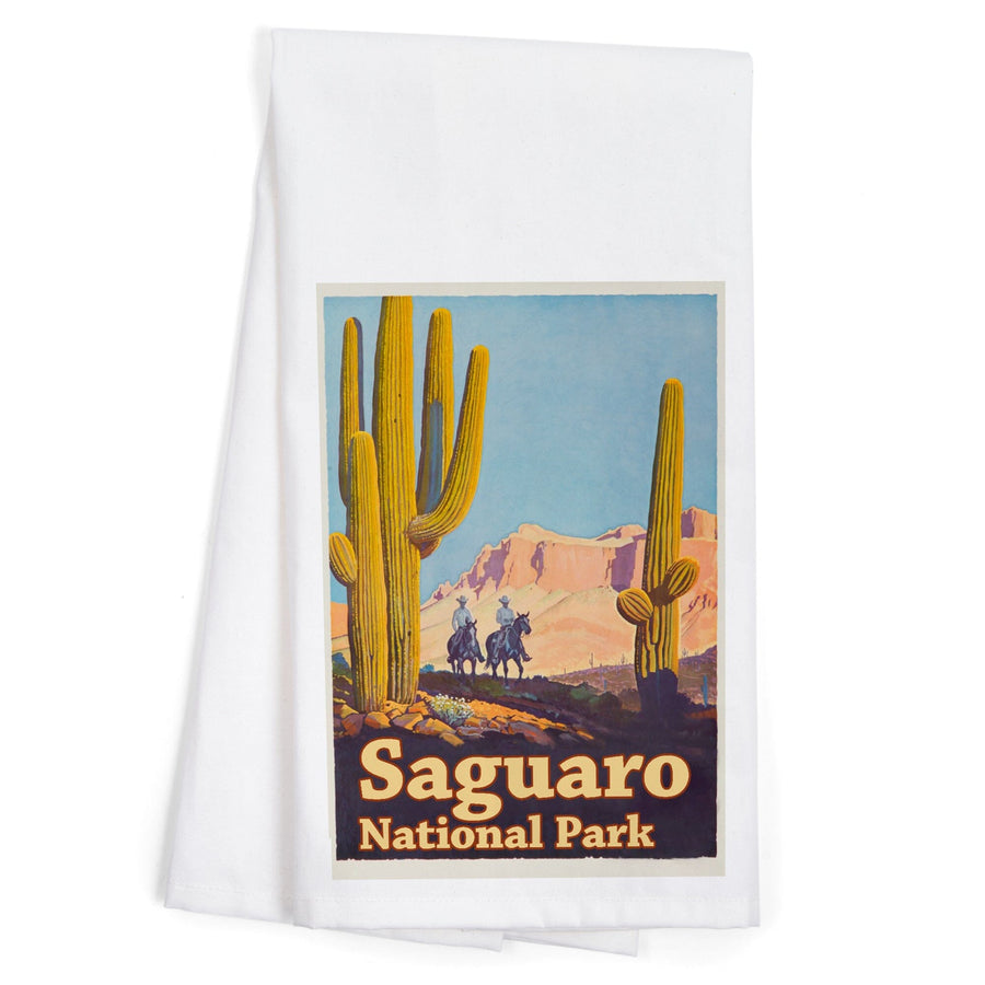 Saguaro National Park Vintage Poster, Organic Cotton Kitchen Tea Towels Kitchen Lantern Press 