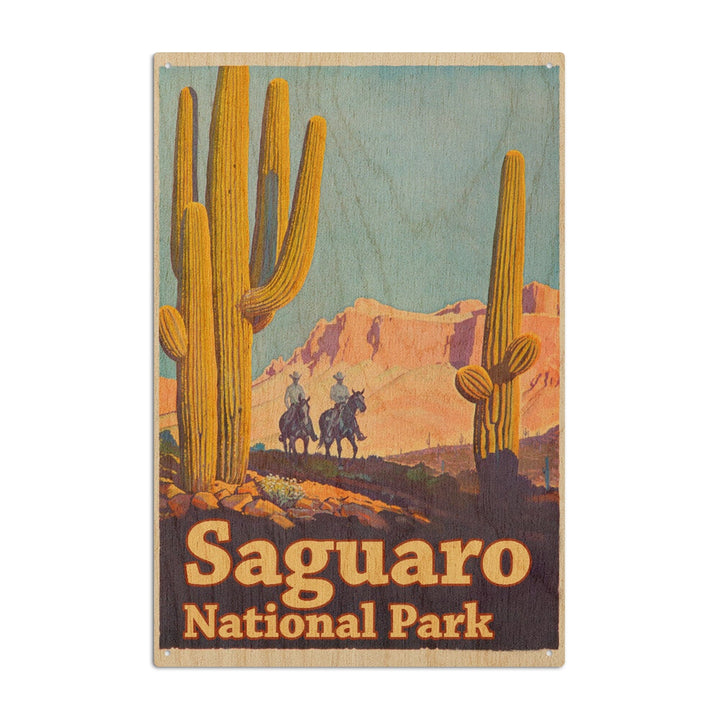 Saguaro National Park Vintage Poster, Wood Signs and Postcards Wood Lantern Press 10 x 15 Wood Sign 