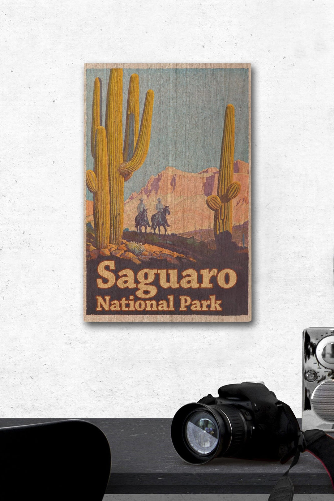 Saguaro National Park Vintage Poster, Wood Signs and Postcards Wood Lantern Press 12 x 18 Wood Gallery Print 