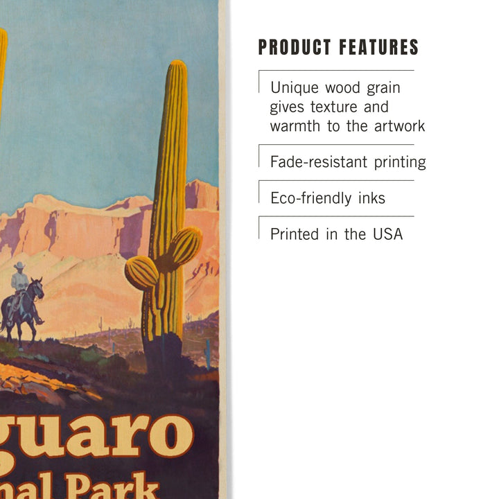 Saguaro National Park Vintage Poster, Wood Signs and Postcards Wood Lantern Press 
