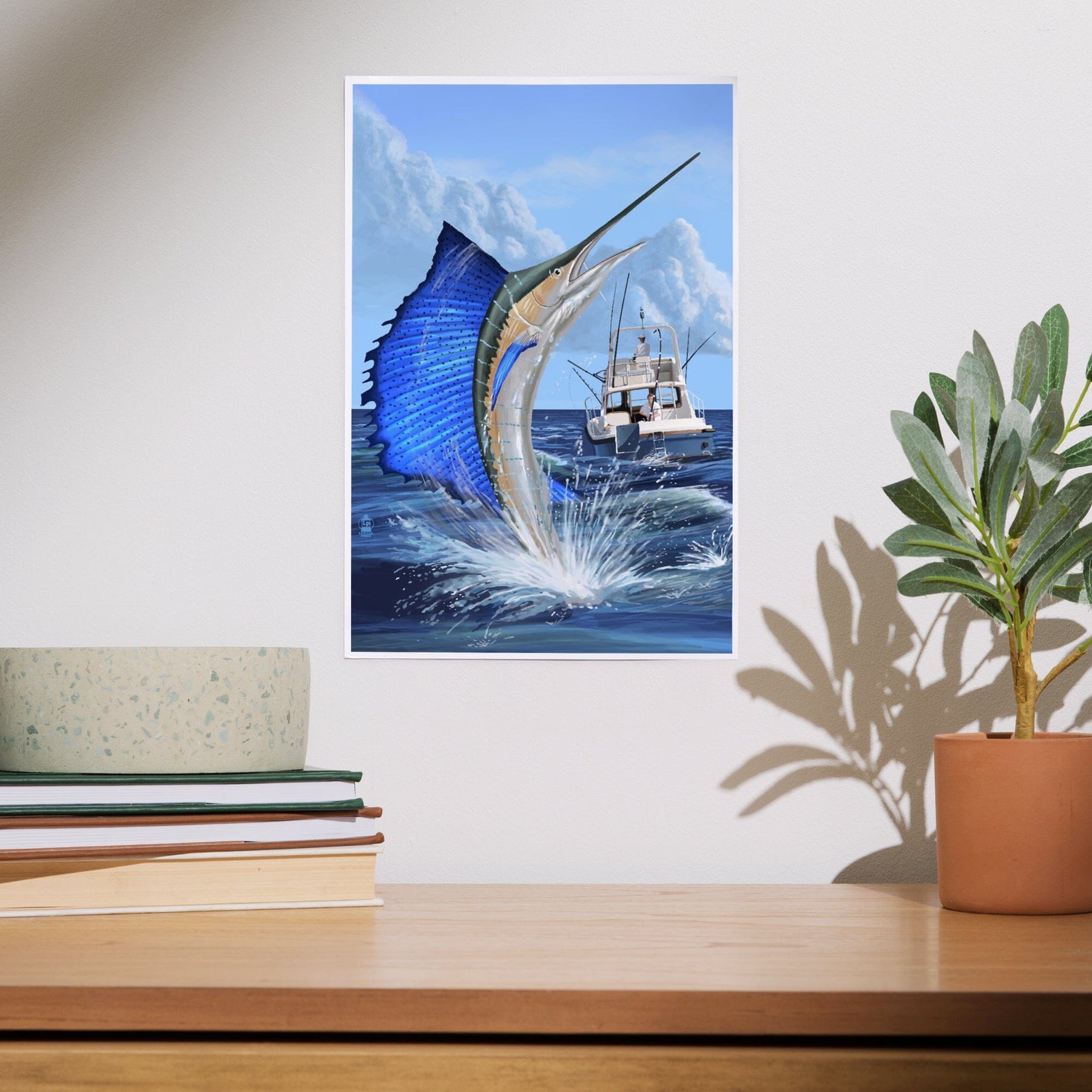 Wildwood, New Jersey - Sailfish Fishing Scene' Art Print - Lantern Press