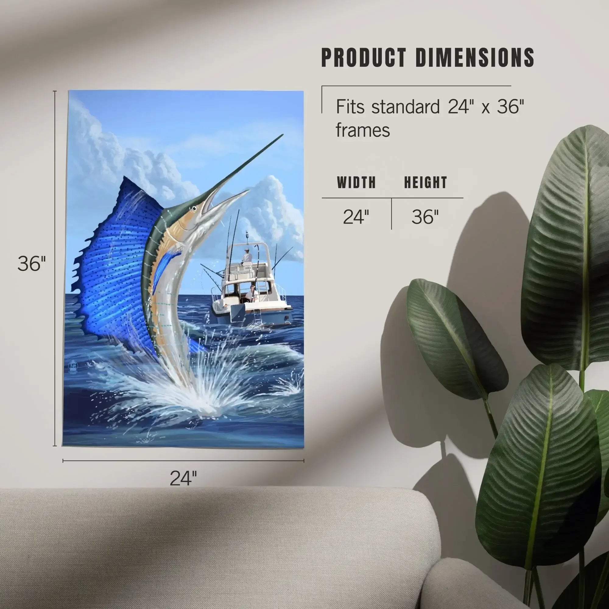 Sailfish Deep Sea Fishing art prints, metal signs – Lantern Press