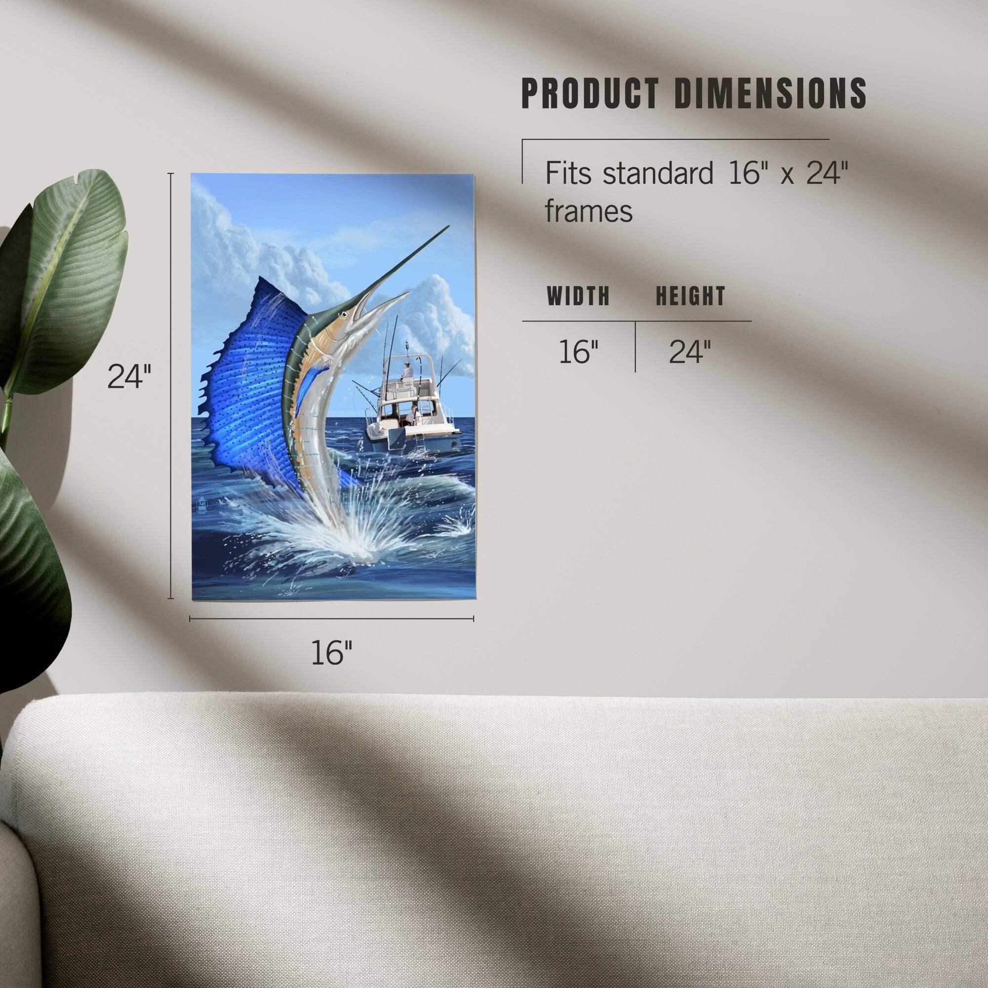 Sailfish Deep Sea Fishing art prints, metal signs – Lantern Press