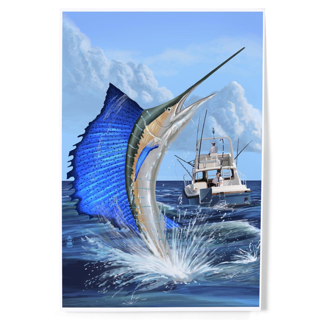 Sailfish Deep Sea Fishing, Art & Giclee Prints Art Lantern Press 