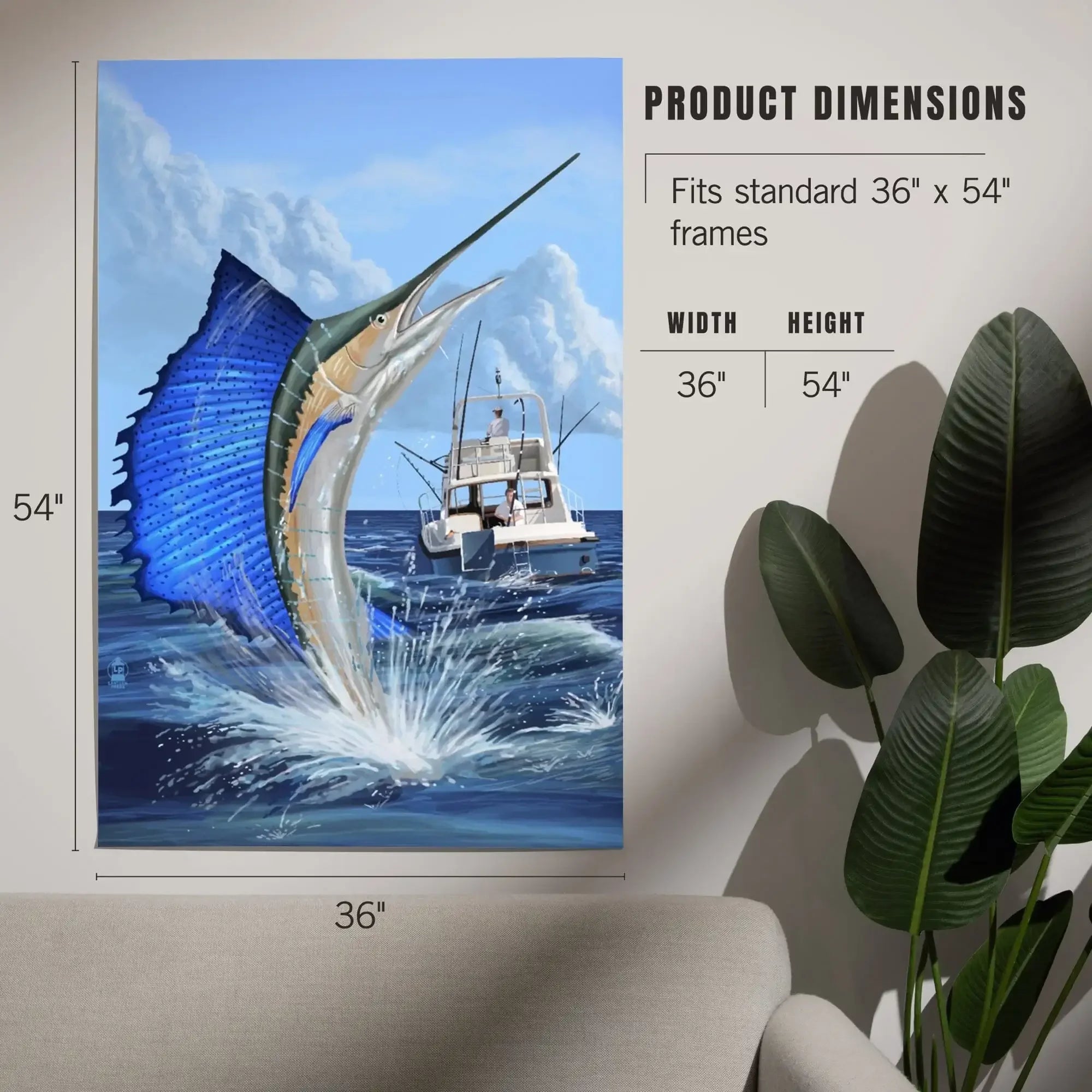 Sailfish Deep Sea Fishing art prints, metal signs – Lantern Press