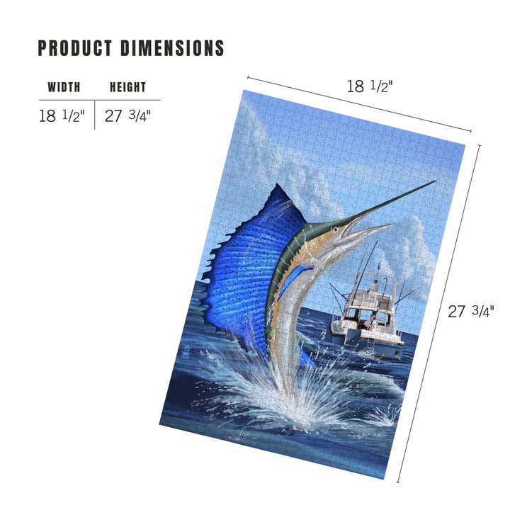 Sailfish Deep Sea Fishing, Jigsaw Puzzle Puzzle Lantern Press 