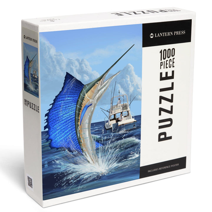 Sailfish Deep Sea Fishing, Jigsaw Puzzle Puzzle Lantern Press 