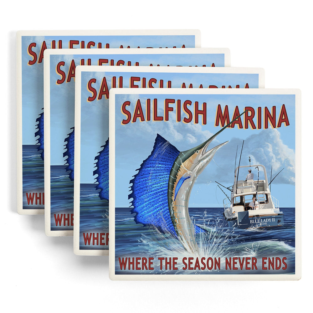 Sailfish Marina, Florida, Sailfish Scene, Coasters Coasters Lantern Press 