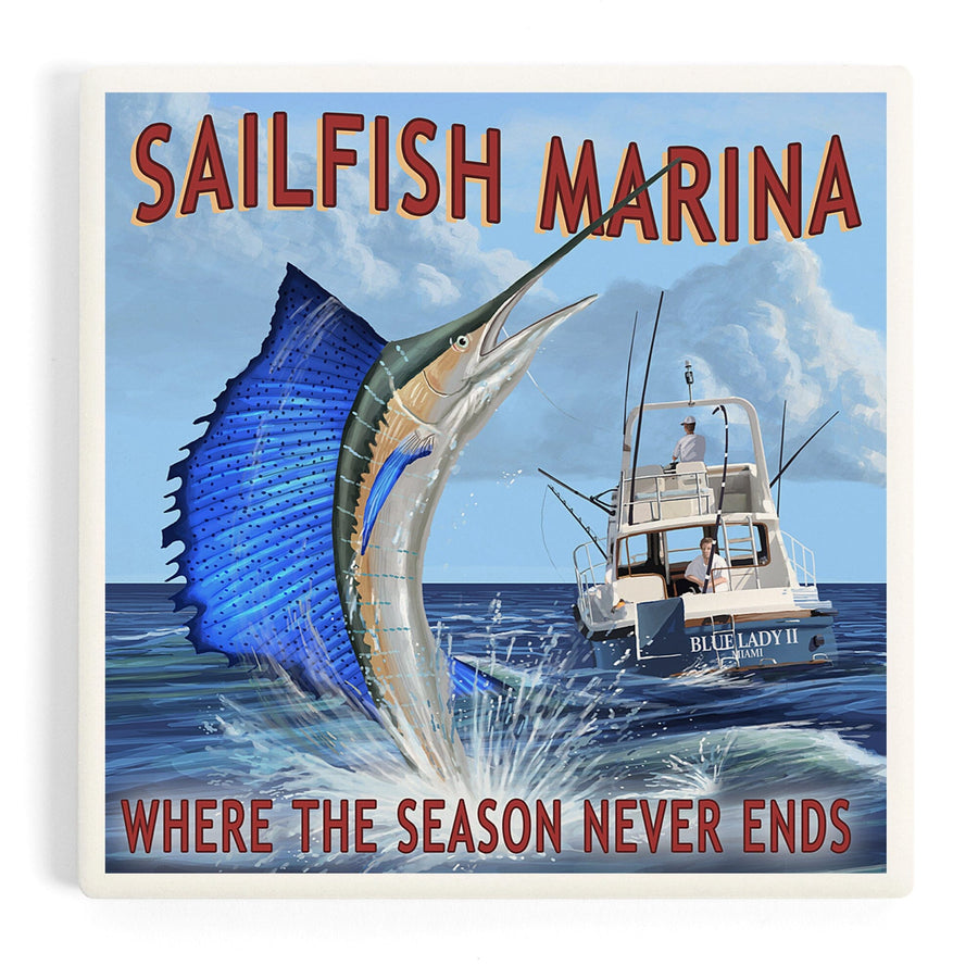 Sailfish Marina, Florida, Sailfish Scene, Coasters Coasters Lantern Press 