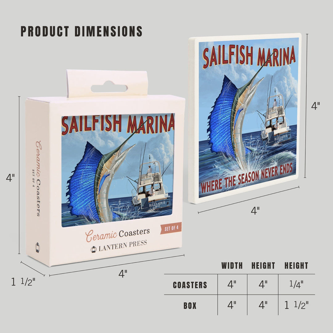 Sailfish Marina, Florida, Sailfish Scene, Coasters Coasters Lantern Press 