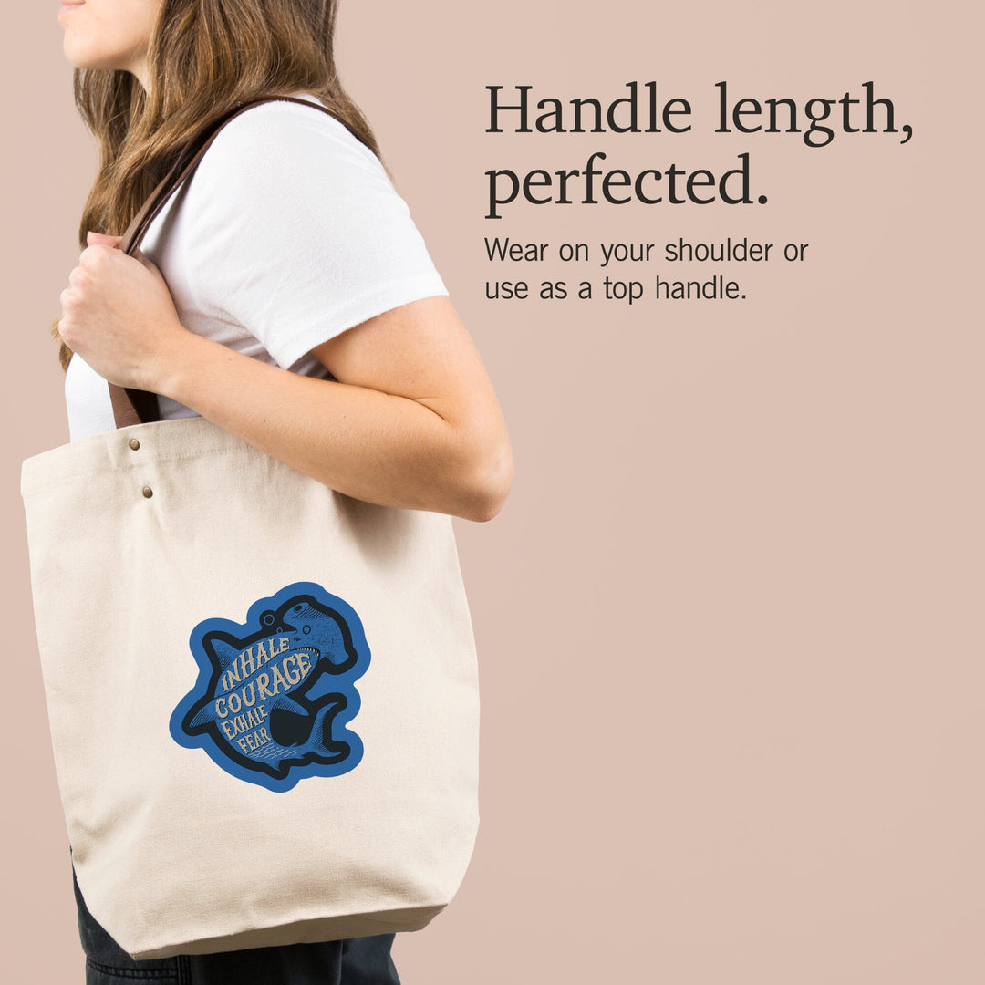 Sailor's Pride Collection, Hammerhead Shark, Inhale Courage, Exhale Fear, Contour, Accessory Go Bag Totes Lantern Press 