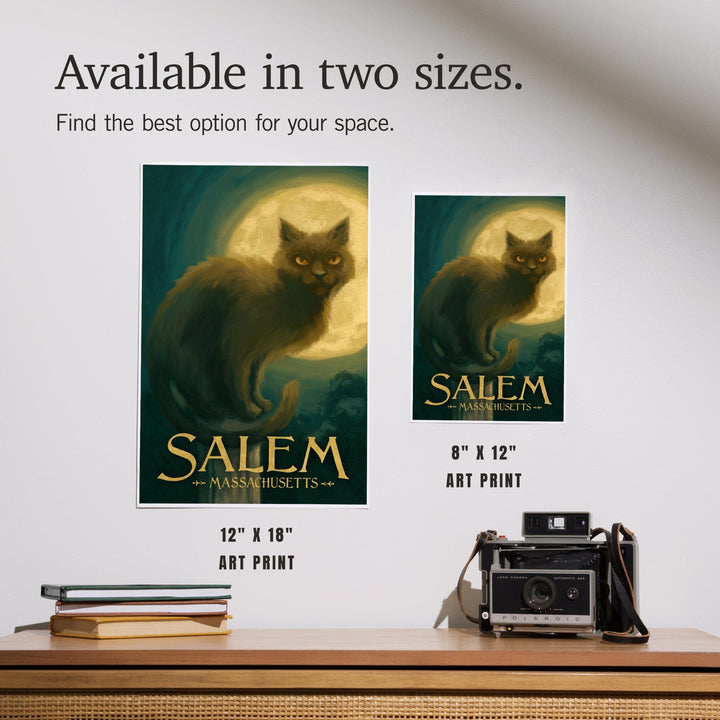 Salem, Massachusetts, Black Cat, Halloween Oil Painting, Art & Giclee Prints Art Lantern Press 