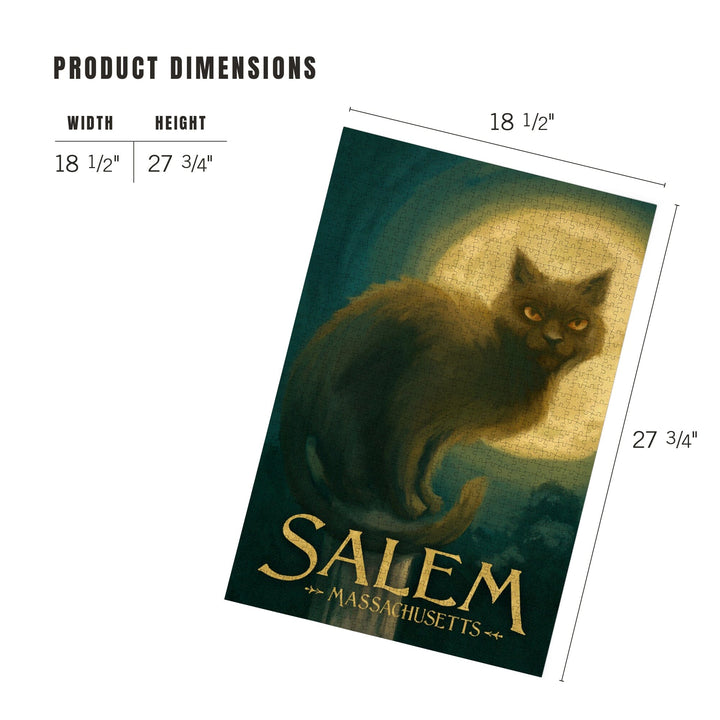 Salem, Massachusetts, Black Cat, Halloween Oil Painting, Jigsaw Puzzle Puzzle Lantern Press 