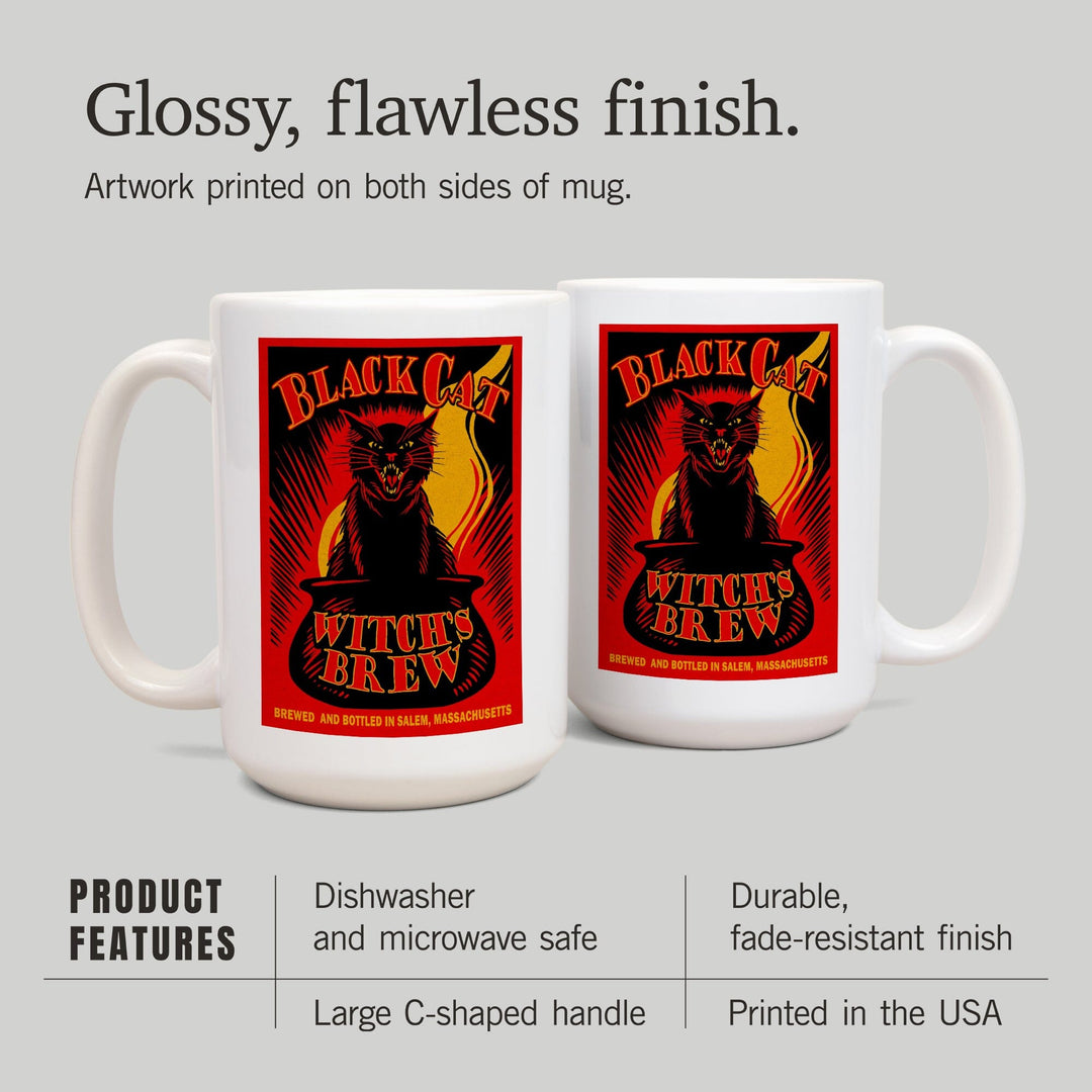 Salem, Massachusetts, Black Cat Witch's Brew, Ceramic Mug Mugs Lantern Press 