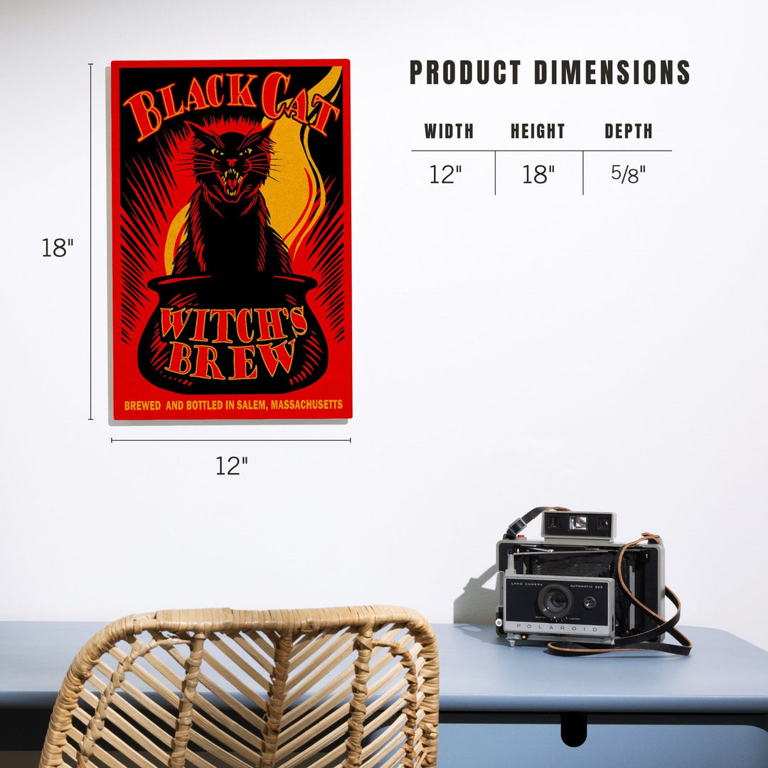 Salem, Massachusetts, Black Cat Witch's Brew, Lantern Press Artwork, Wood Signs and Postcards Wood Lantern Press 