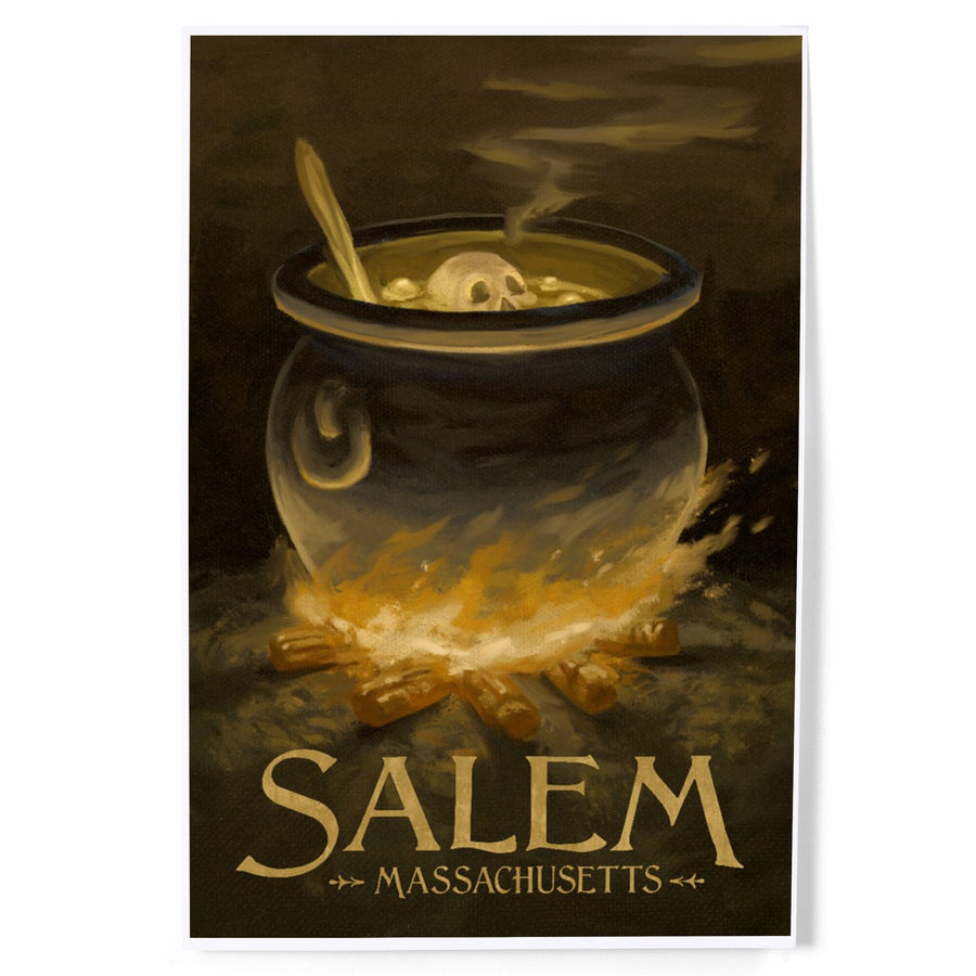 Salem, Massachusetts, Cauldron, Halloween Oil Painting, Art & Giclee Prints Art Lantern Press 