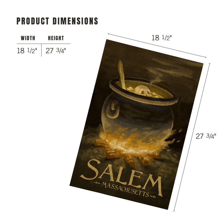 Salem, Massachusetts, Cauldron, Halloween Oil Painting, Jigsaw Puzzle Puzzle Lantern Press 