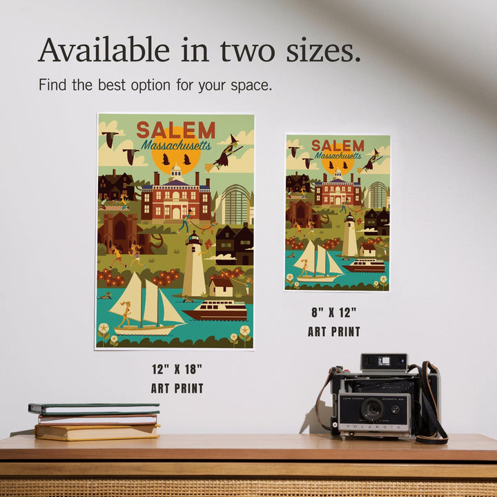 Salem, Massachusetts, Geometric City Series, Art & Giclee Prints Art Lantern Press 