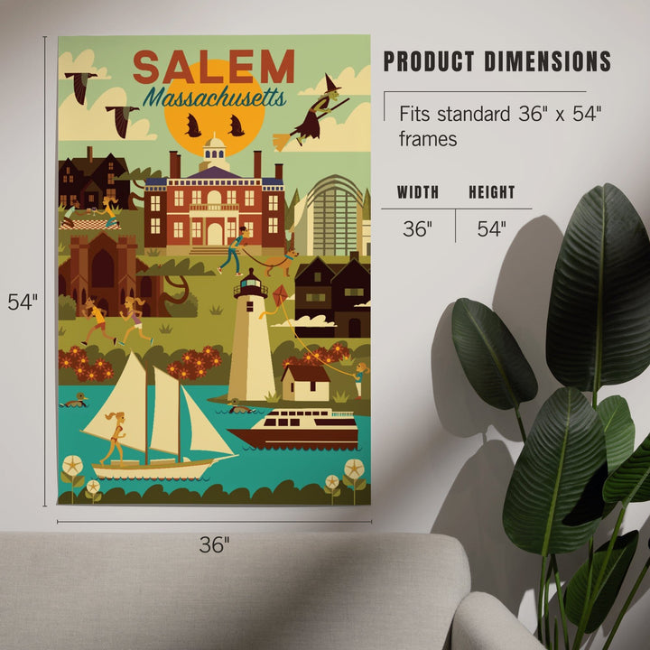 Salem, Massachusetts, Geometric City Series, Art & Giclee Prints Art Lantern Press 