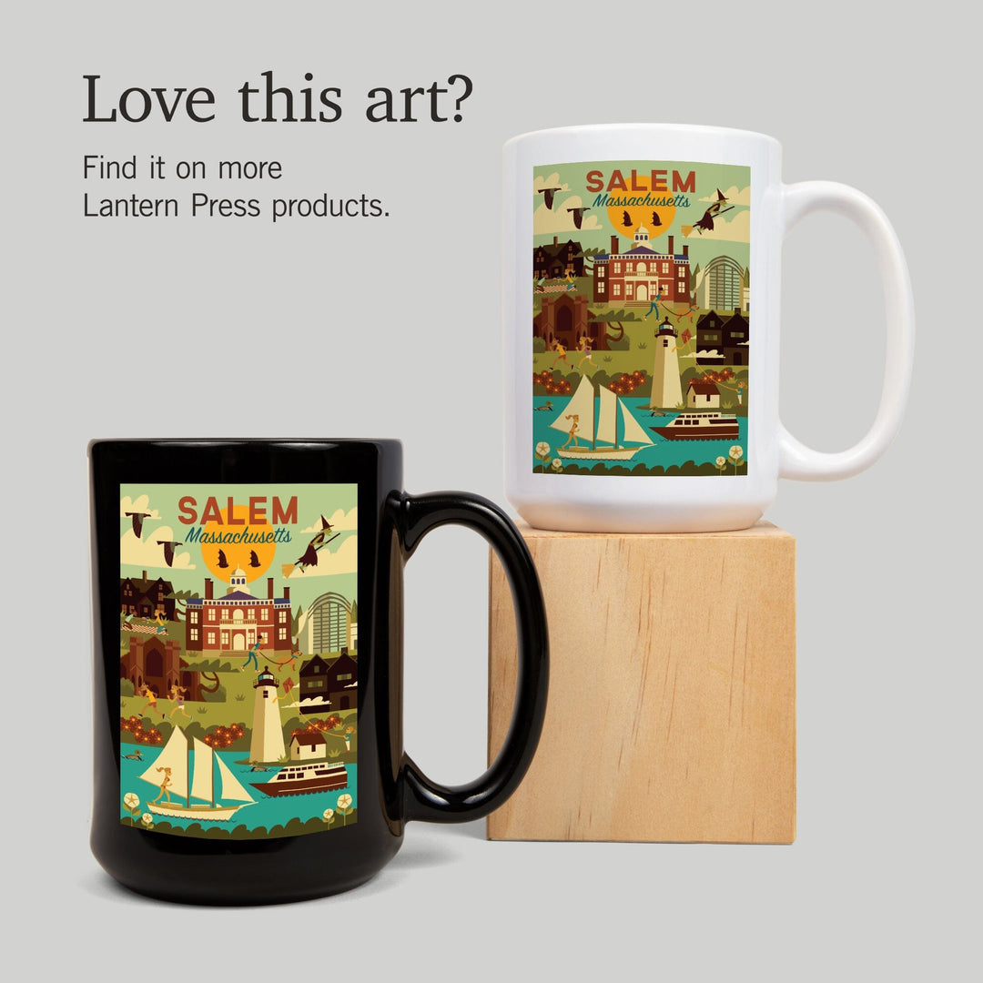 Salem, Massachusetts, Geometric City Series, Lantern Press Artwork, Ceramic Mug Mugs Lantern Press 