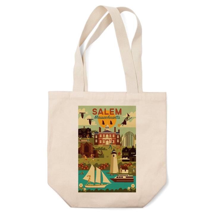 Salem, Massachusetts, Geometric City Series, Lantern Press Artwork, Tote Bag Totes Lantern Press 