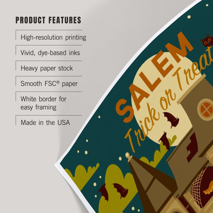 Salem, Massachusetts, Halloween, Trick or Treat, Geometric, Art & Giclee Prints Art Lantern Press 
