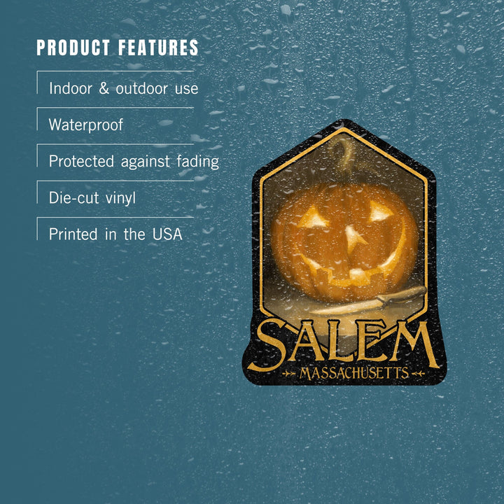 Salem, Massachusetts, Jack-O-Lantern, Oil Painting, Contour, Lantern Press Artwork, Vinyl Sticker Sticker Lantern Press 
