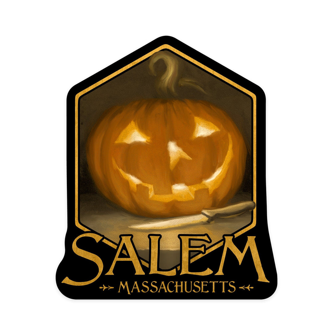 Salem, Massachusetts, Jack-O-Lantern, Oil Painting, Contour, Lantern Press Artwork, Vinyl Sticker Sticker Lantern Press 