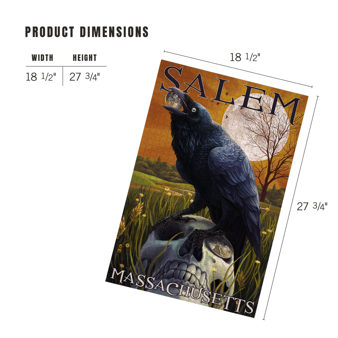 Salem, Massachusetts, Raven and Skull, Jigsaw Puzzle Puzzle Lantern Press 