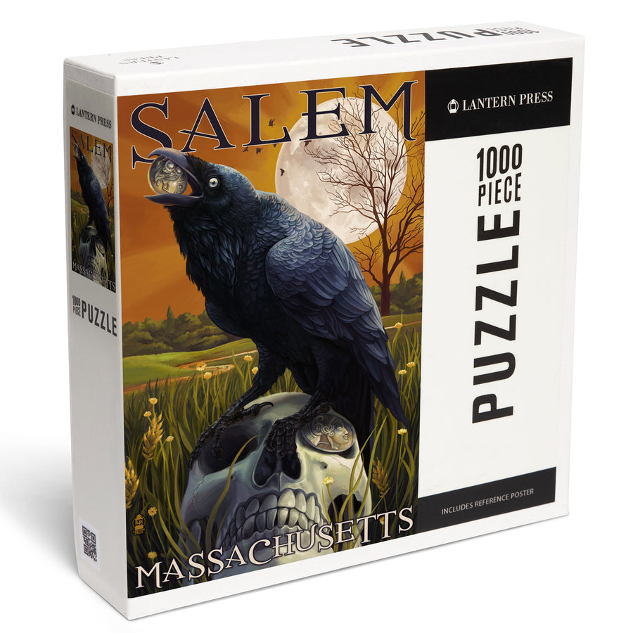 Salem, Massachusetts, Raven and Skull, Jigsaw Puzzle Puzzle Lantern Press 