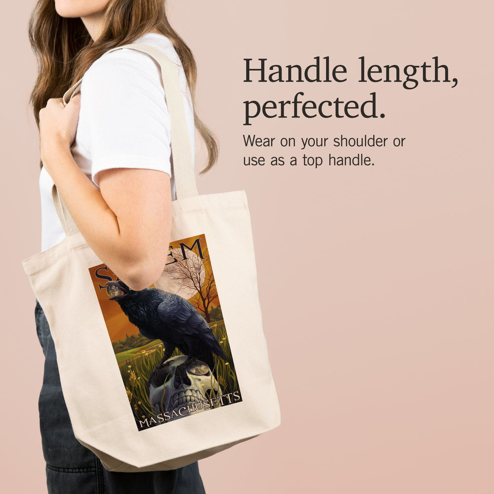 Salem, Massachusetts, Raven and Skull, Tote Bag Totes Lantern Press 