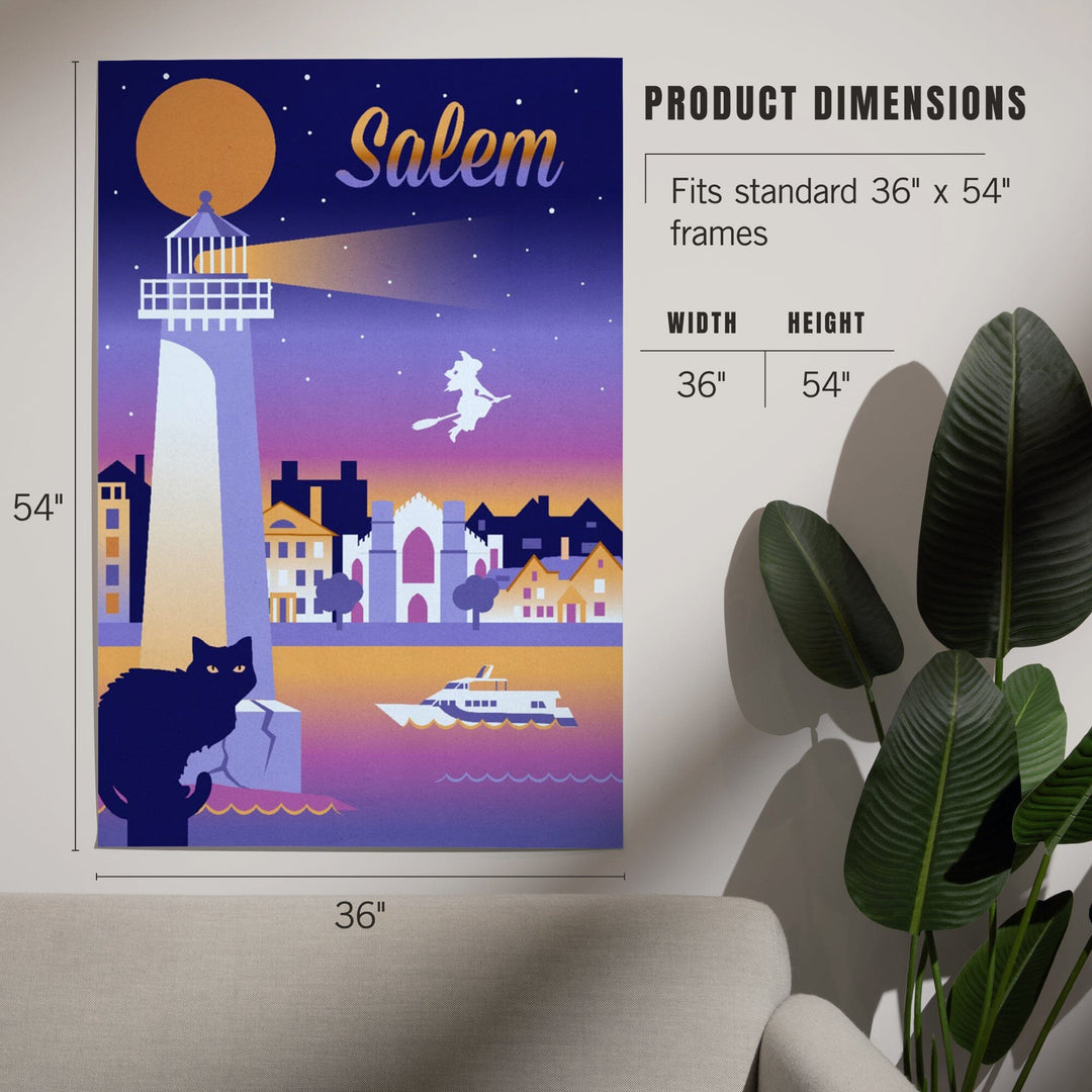 Salem, Massachusetts, Retro Skyline Chromatic Series, Art & Giclee Prints Art Lantern Press 
